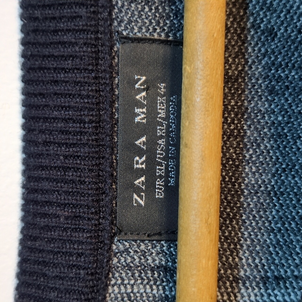 Zara Black Windowpane Grid Pattern Sweater Size Xl - image 5